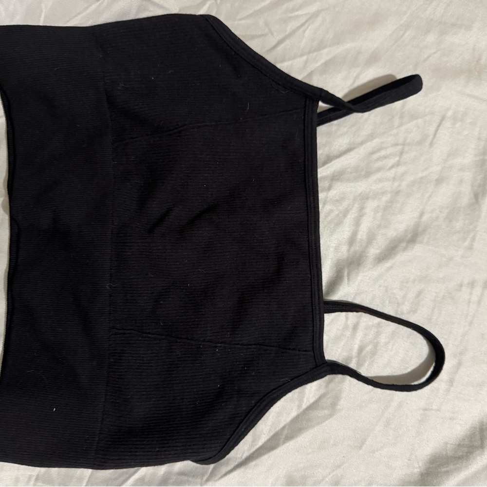 Black Ribbed Crop Top